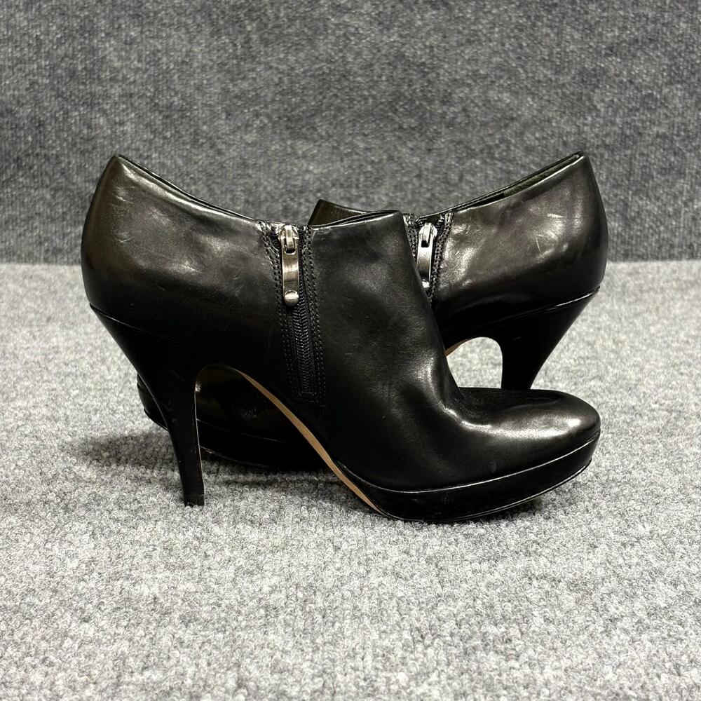 Via Spiga Ankle Booties Womens Size 6.5M Black Leather Stiletto Heels Platform
